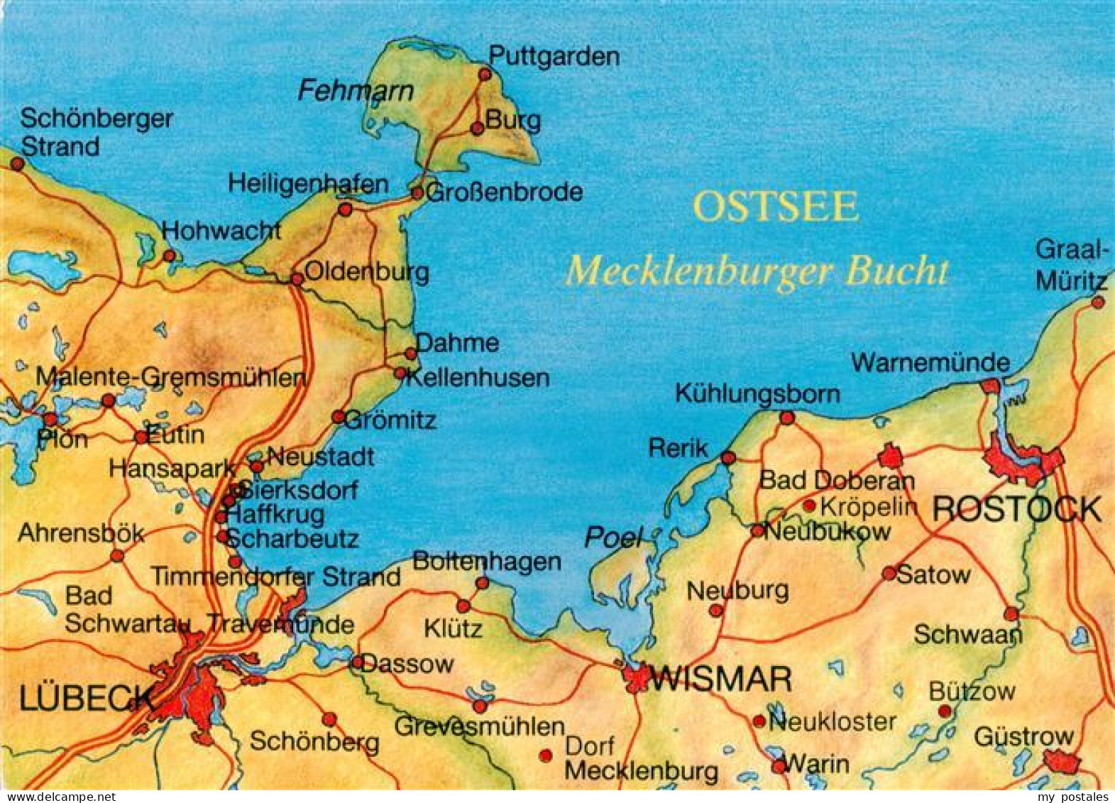 73942632 Mecklenburg_Region Mecklenburger Bucht Gebietskarte Mit Luebeck Wismar  - Schwerin