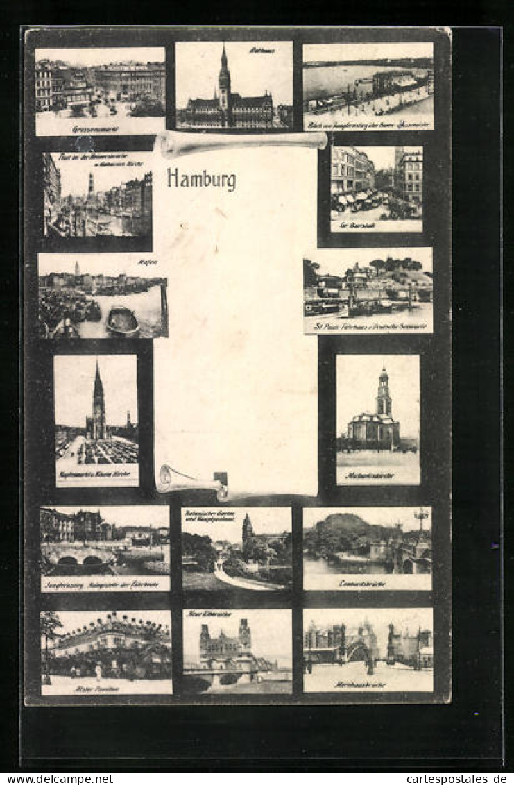 AK Hamburg, Ortsansichten Mit Rathaus Und Hafen  - Mitte