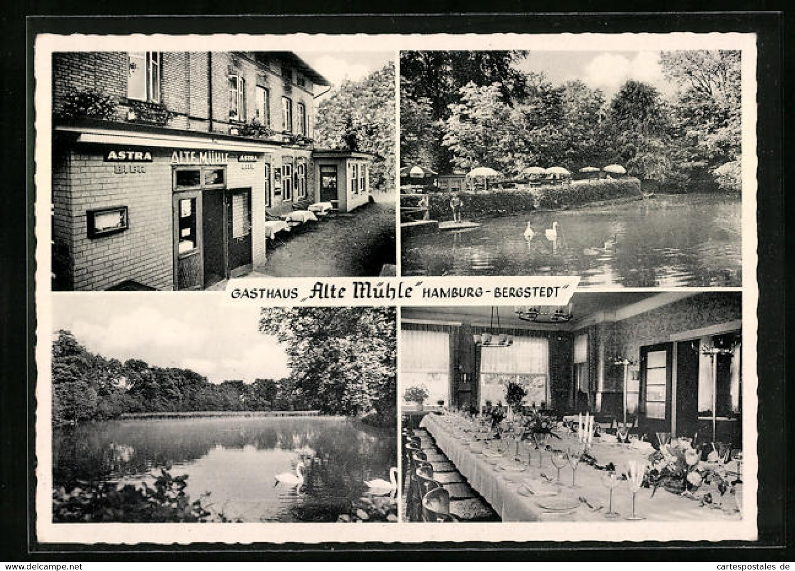 AK Hamburg-Bergstedt, Gasthaus Alte Mühle Mit Uferpartie  - Wandsbek