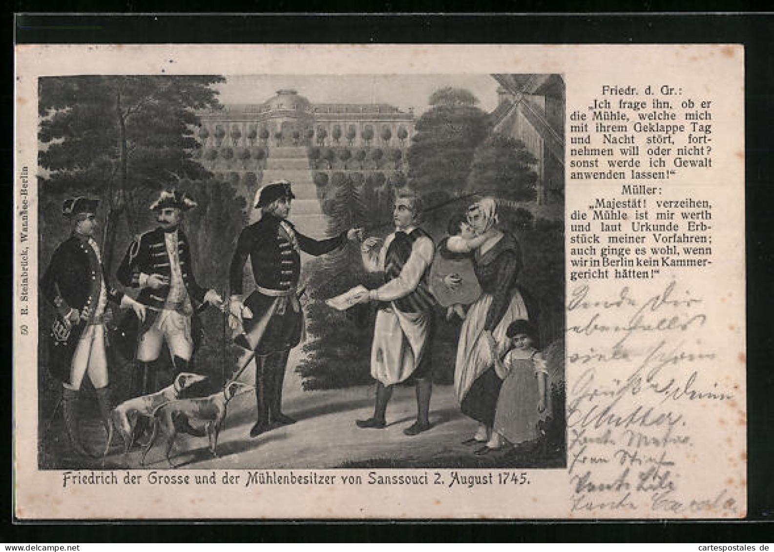 AK König Friedrich II. (der Grosse) Und Der Mühlenbesitzer Von Sanssouci 2. August 1745  - Koninklijke Families