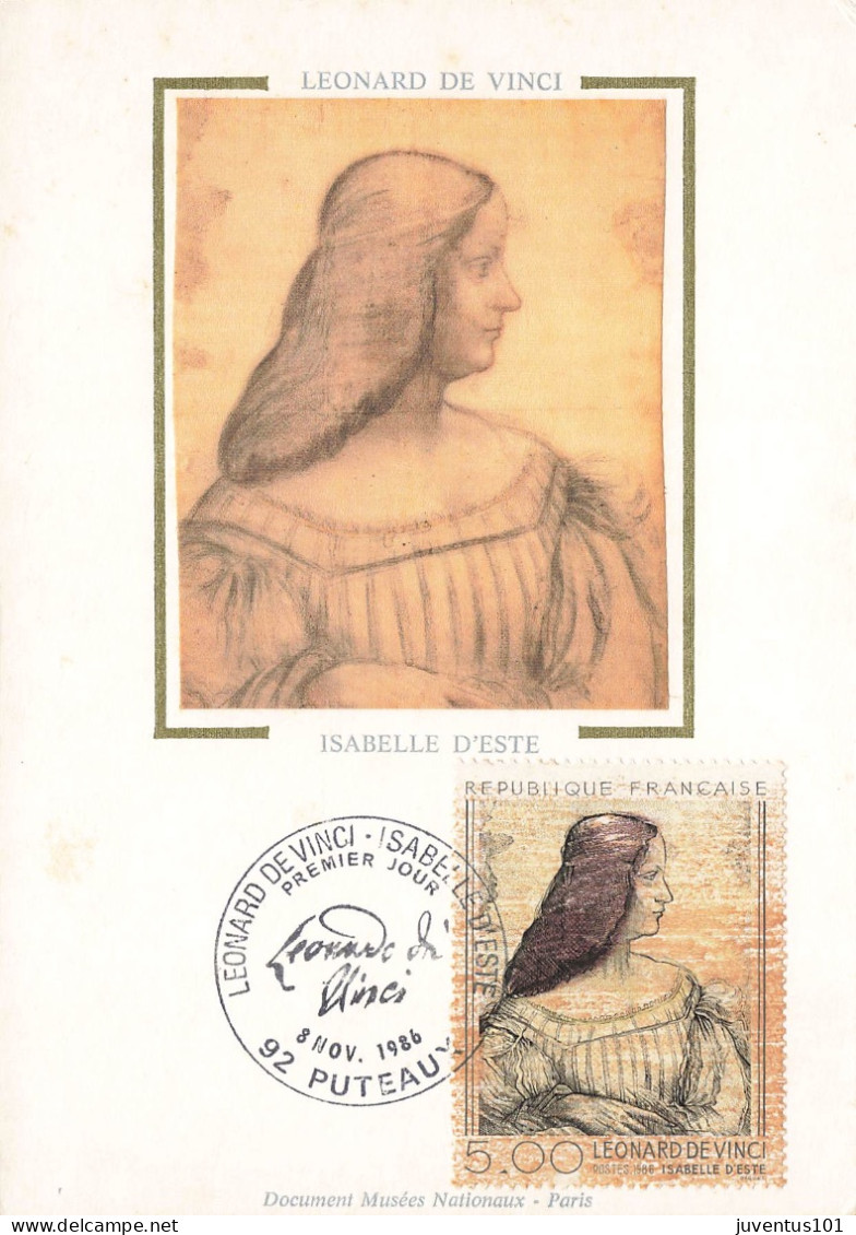 Carte Maximum-Leonard De Vinci-Isabelle D'Este-Oblitération Puteaux En 1986    L2885 - Briefmarken (Abbildungen)