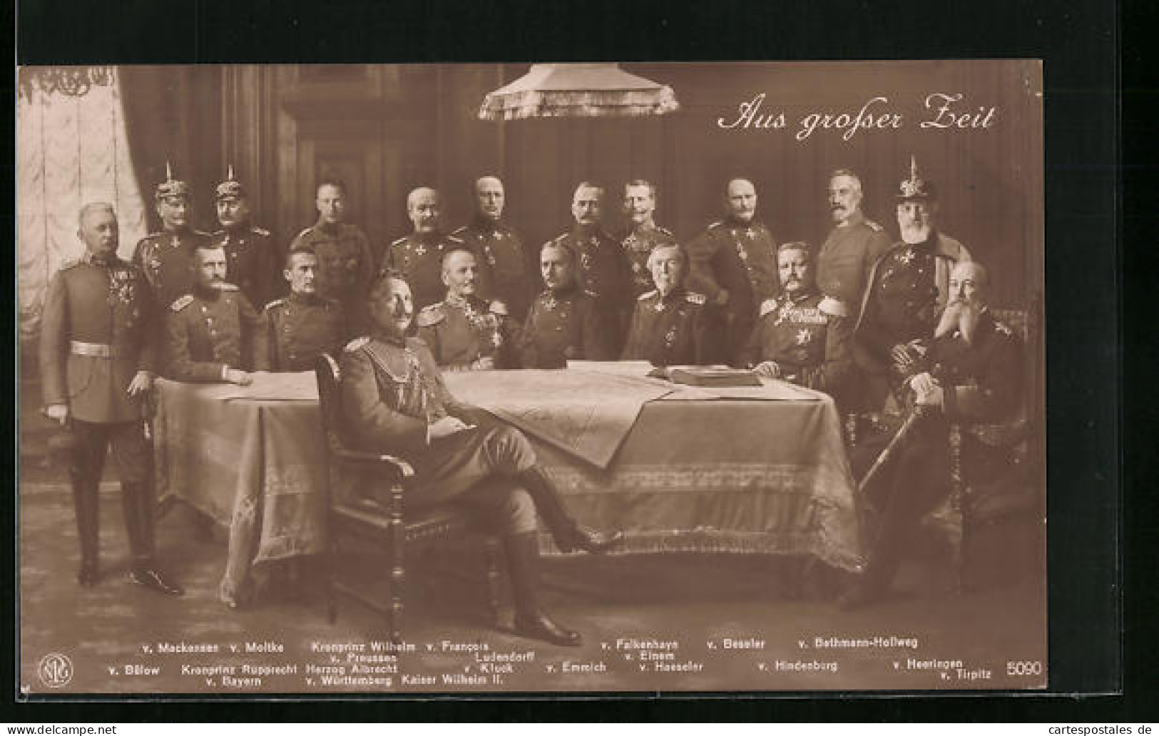 AK Der Kaiser Wilhelm II. Mit Seinen Heerführern Am Tisch  - Weltkrieg 1914-18