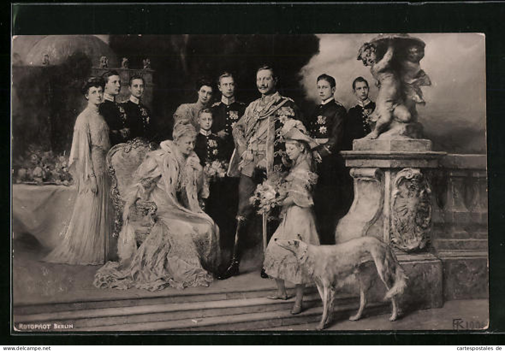AK Kaiser Wilhelm II. Mit Familie Und Hund  - Koninklijke Families
