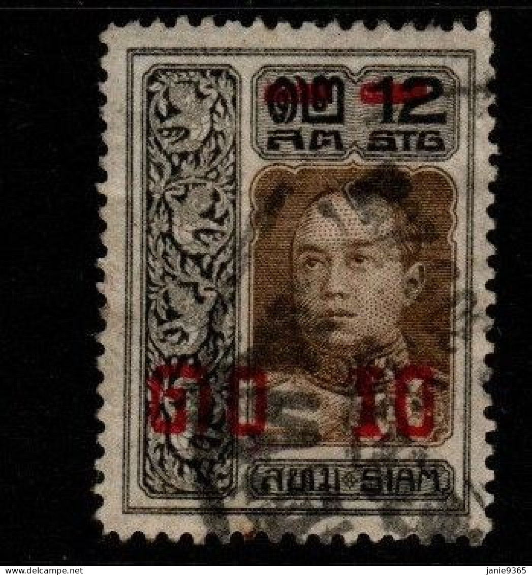 Thailand Cat 198 1919 Provisional Issue 10 Sat On 12 Sat ,used - Thailand