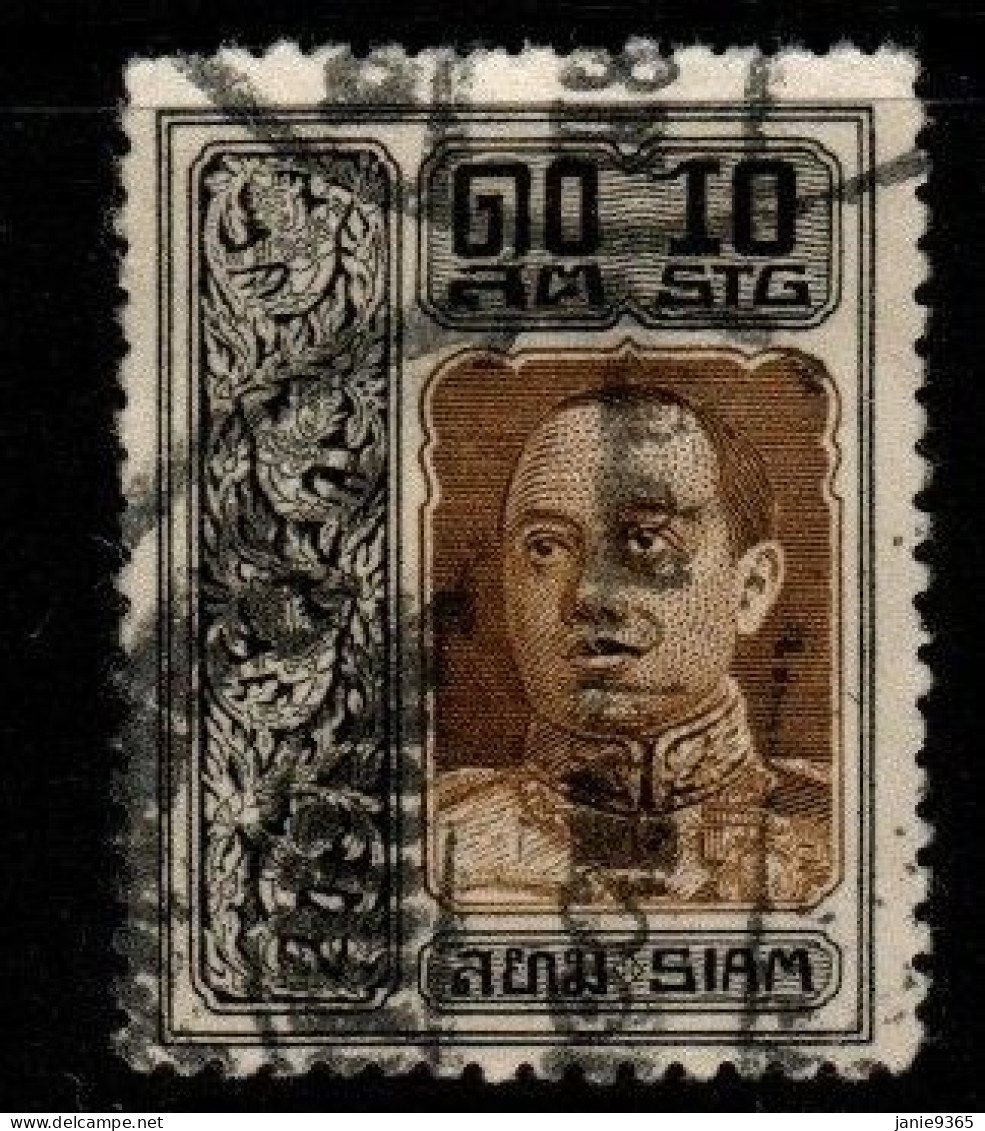 Thailand Cat 169 1917 Rama VI 2nd Series,10 Sat Brown-black, Used - Thailand