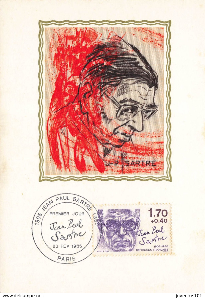 Carte Maximum-Jean Paul Sartre-Oblitération Paris En 1985    L2885 - Briefmarken (Abbildungen)