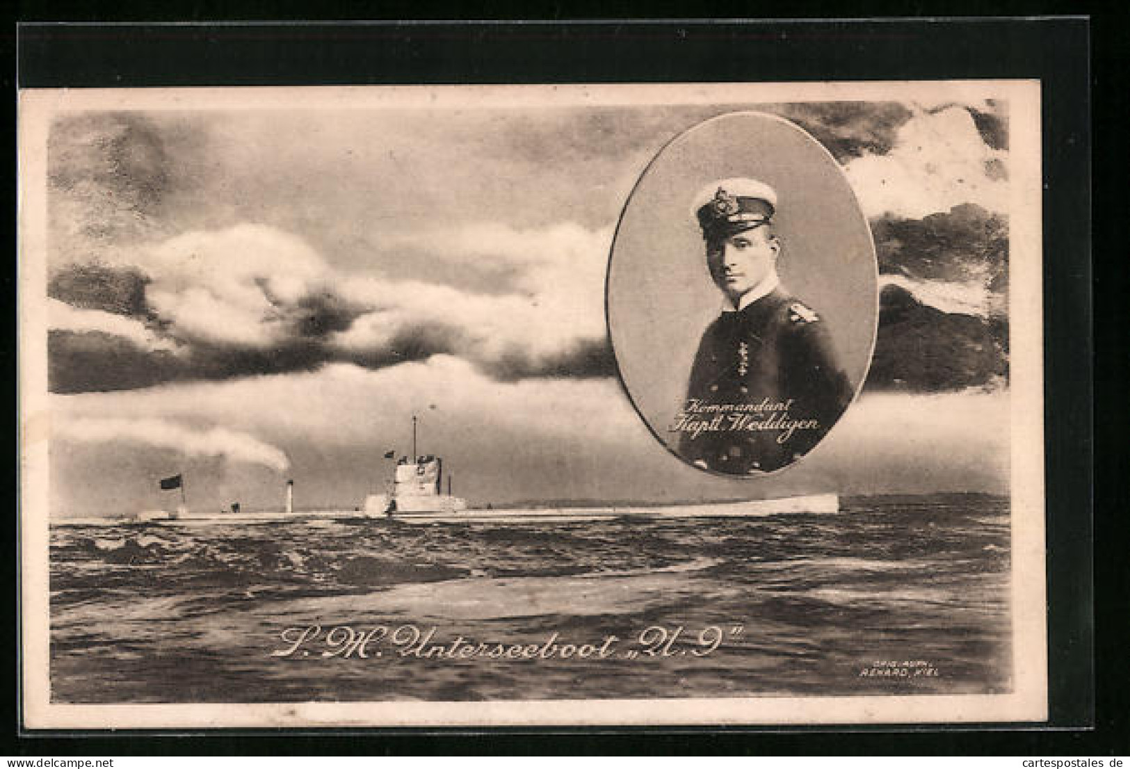 AK Deutsches U-Boot SM U9, Portrait Vom Kommandanten Kapitän Weddigen  - Krieg