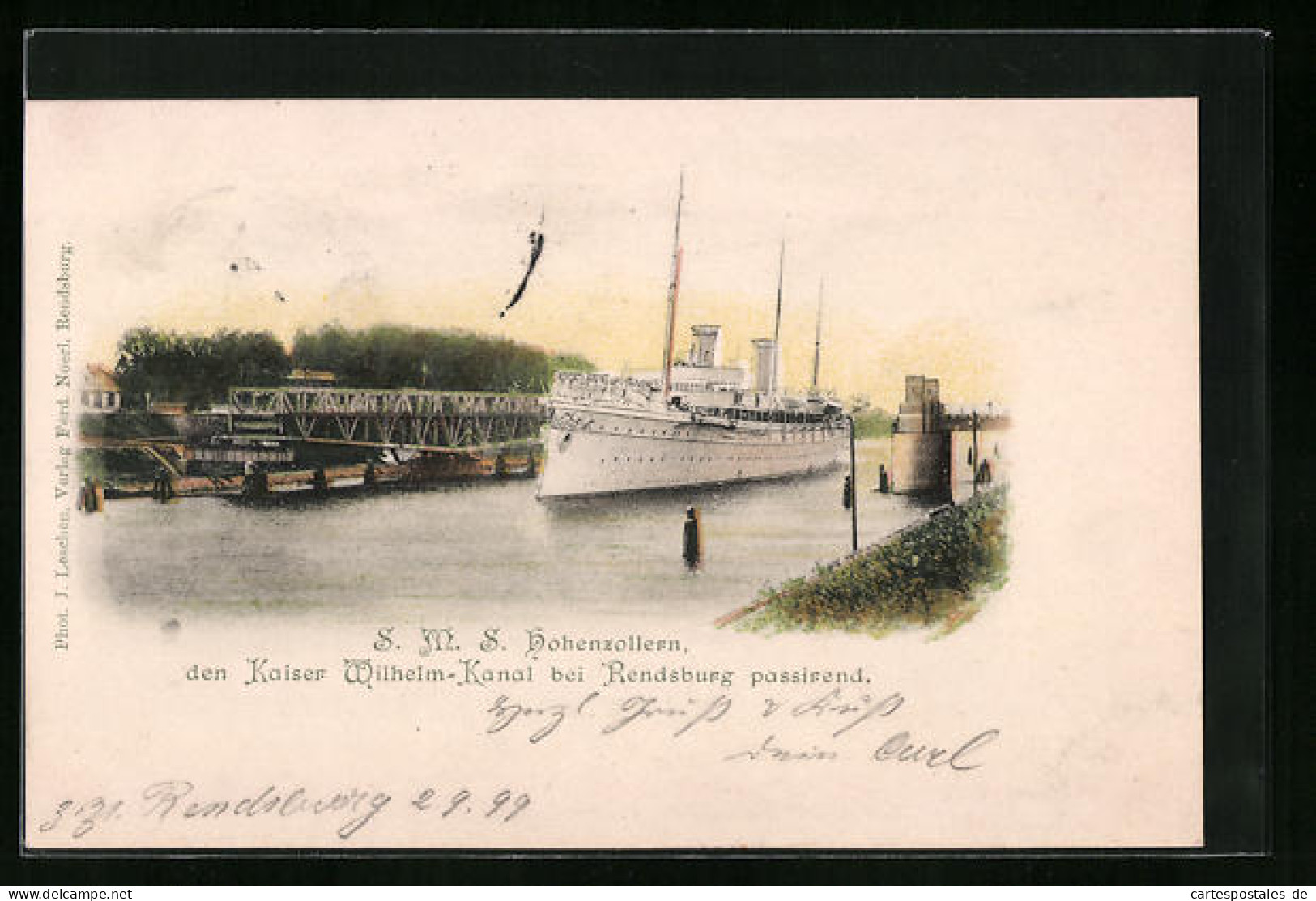 AK Kriegsschiff SMS Hohenzollern Den Kaiser-Wilhelm-Kanal Bei Rendsburg Passierend  - Krieg