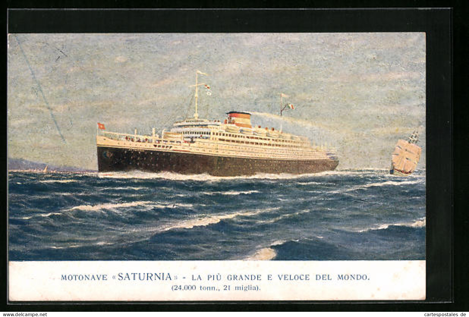 Künstler-AK Italienisches Passagierschiff Saturnia Auf Hoher See  - Steamers