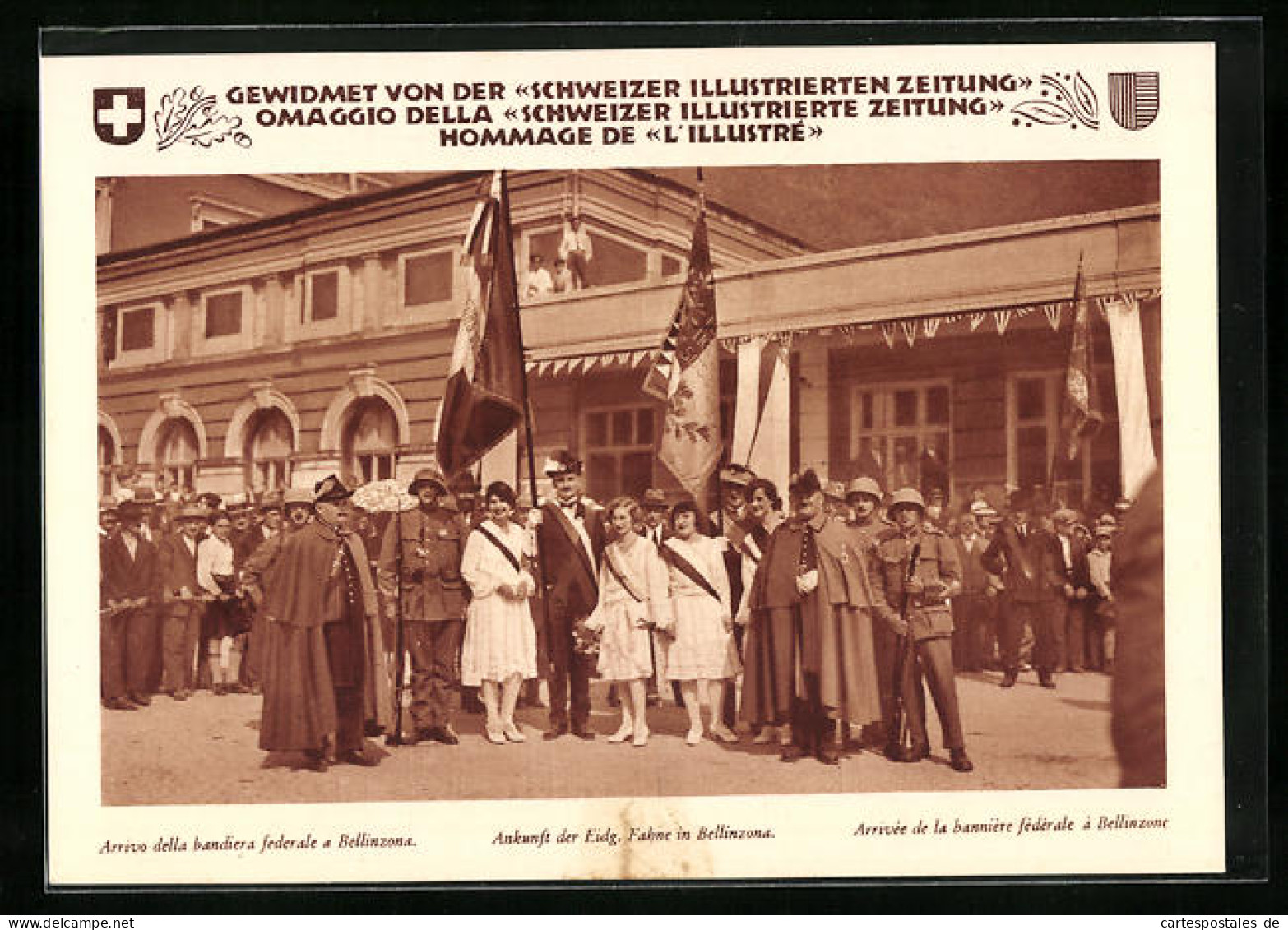 AK Bellinzona, Eidg. Schützenfest Im Juli 1929, Ankunft Der Eidg. Fahne In Bellinzona  - Other & Unclassified