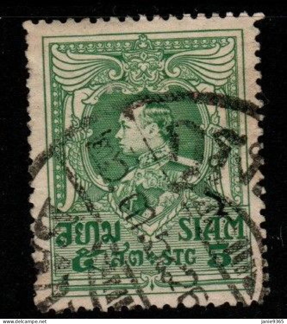 Thailand Cat 203 1919  Rama VI 3rd Series,garuda,5 Sat   Green, Used - Tailandia