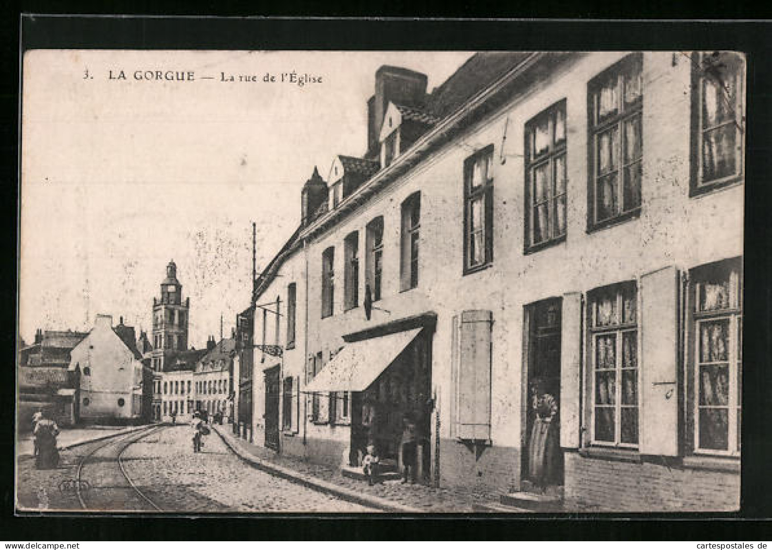 CPA La Gorgue, La Rue De L`Eglise  - Sonstige & Ohne Zuordnung