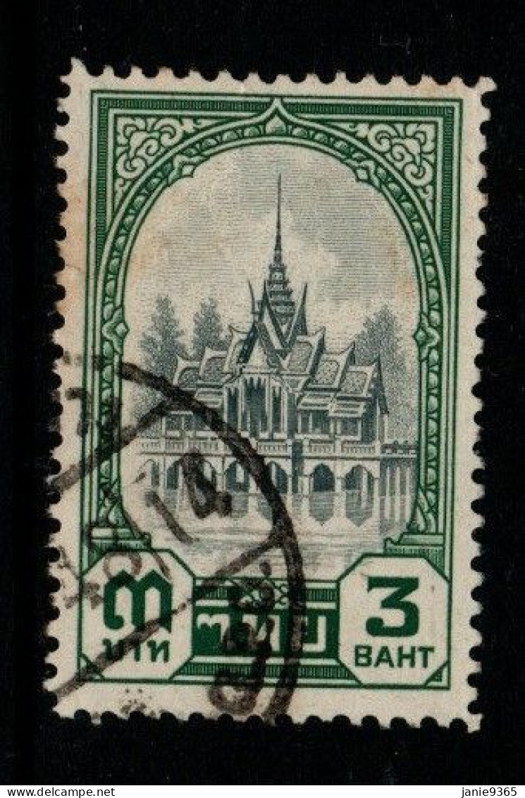 Thailand Cat 299 1941 Rama VIII,King Ananda Mahidol,3B Grey Green,used - Thailand