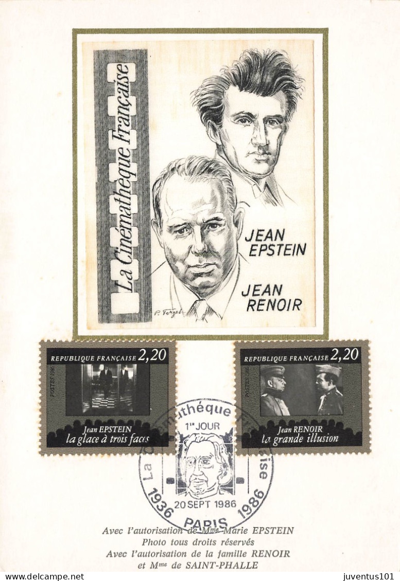 Carte Maximum-Jean Epstein Jean Renoir-Oblitération Paris En 1986    L2885 - Timbres (représentations)