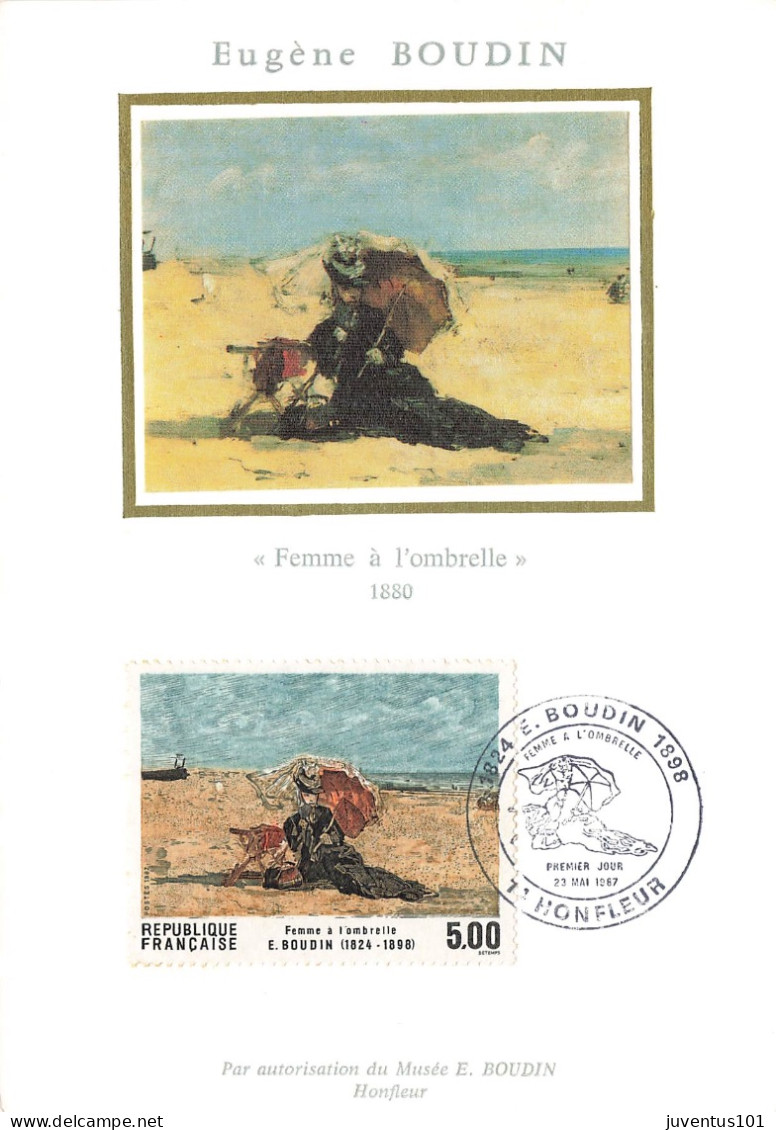 Carte Maximum-Eugène Boudin-Femme à L'ombrelle-Oblitération Honfleur En 1987    L2885 - Briefmarken (Abbildungen)