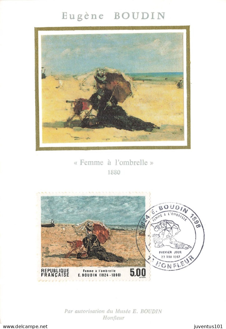 Carte Maximum-Eugène Boudin-Femme à L'ombrelle-Oblitération Honfleur En 1987    L2885 - Timbres (représentations)