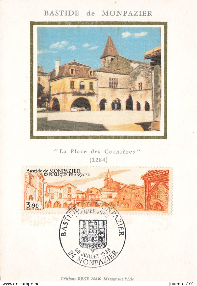 Carte Maximum-Bastide De Monpazier-Oblitération Monpazier En 1986    L2885 - Stamps (pictures)