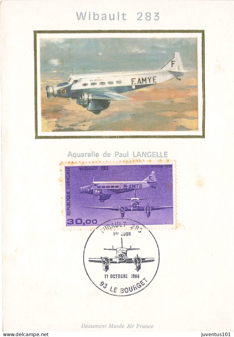 Carte Maximum-Wibault-Oblitération Le Bourget En 1986    L2885 - Stamps (pictures)