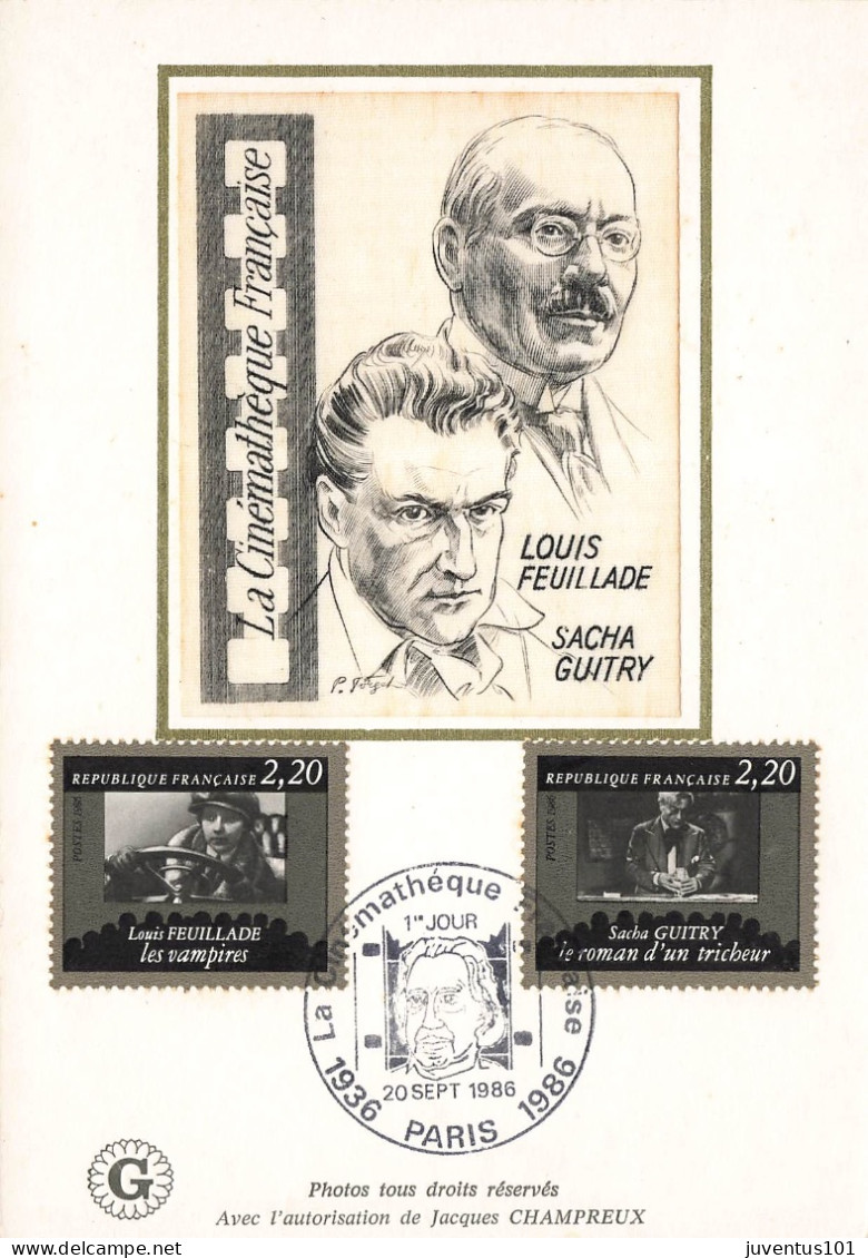 Carte Maximum-Cinémathéque-Feuillade Guitry-Oblitération Paris En 1986    L2885 - Stamps (pictures)