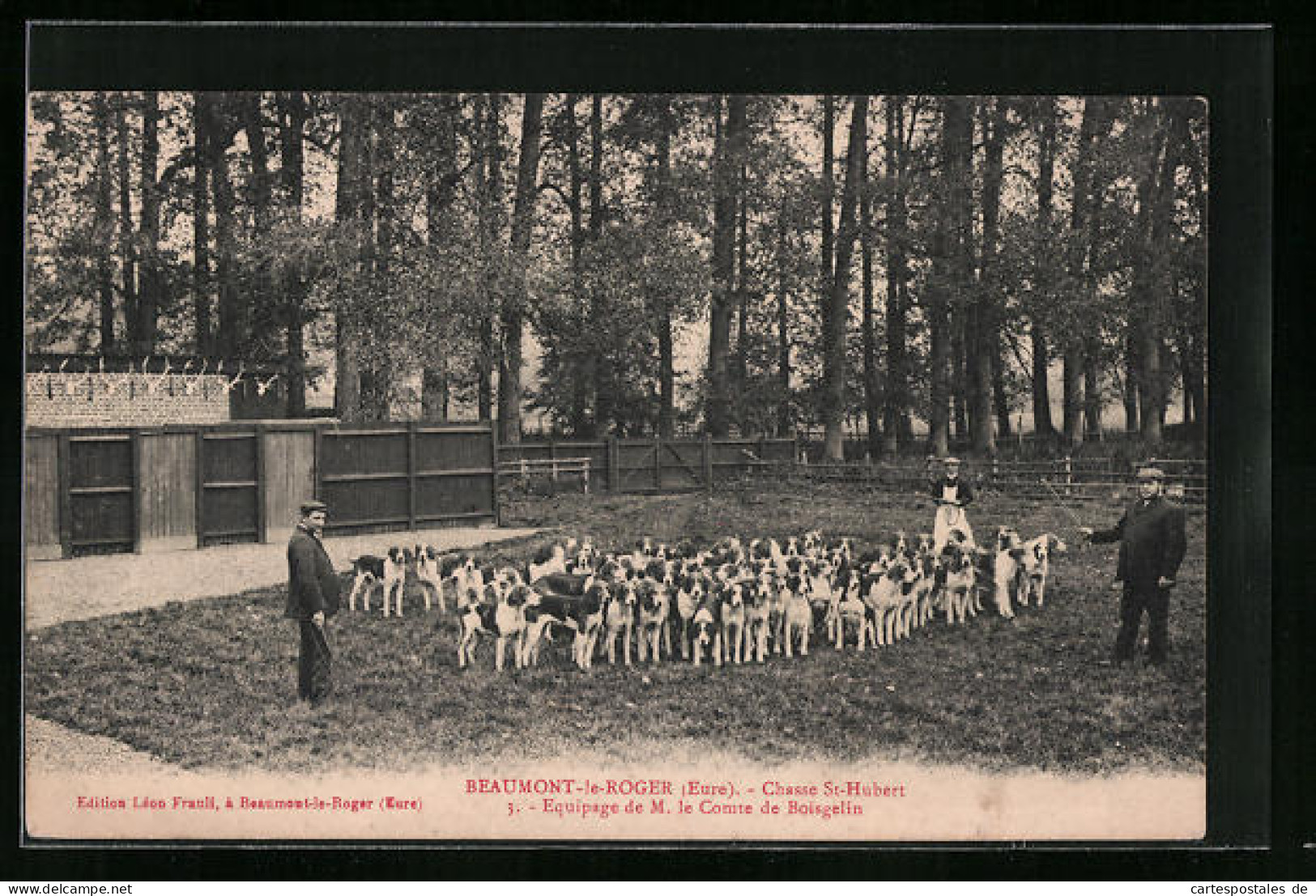 CPA Beaumont-le-Roger, Chasse St-Hubert - Equipage De M. Le Comte De Boisgelin  - Beaumont-le-Roger