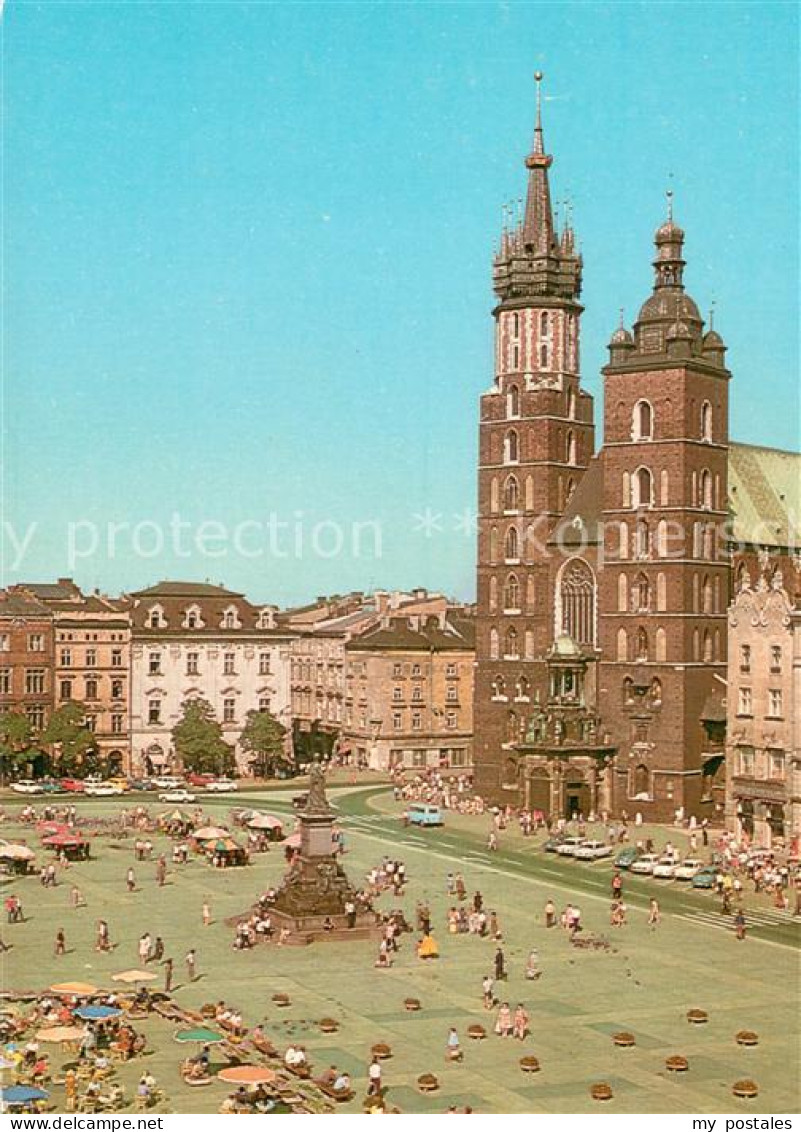 73625431 Krakow Krakau Rynek Glowny Kosciol Mariacki I Pomnik Adama Mickiewicza  - Poland