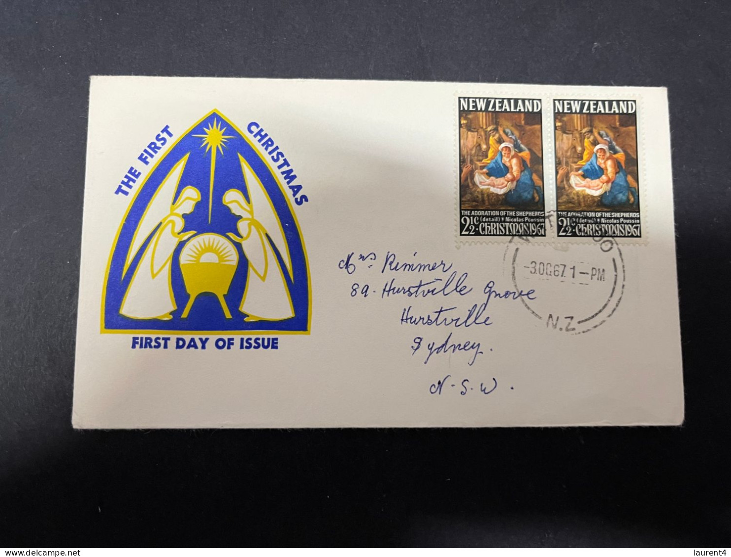 3-5-2024 (4 Z 4) FDC New Zealand Letter (posted To Australia) 1967 - 1st Christmas - FDC