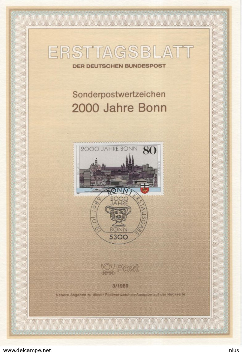 Germany Deutschland 1989-3 2000 Jahre Stadt Bonn, Canceled In Bonn - 1981-1990