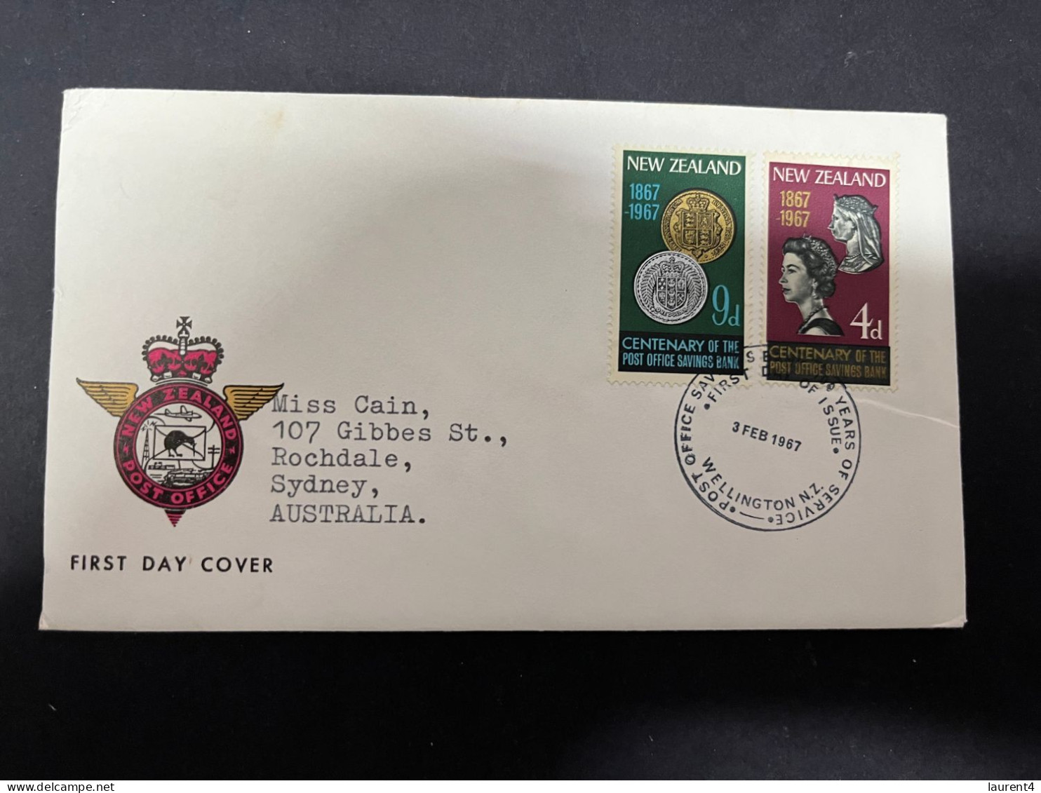 3-5-2024 (4 Z 4) FDC New Zealand Letter (posted To Australia) 1967 - Post Office Saving Plans - FDC