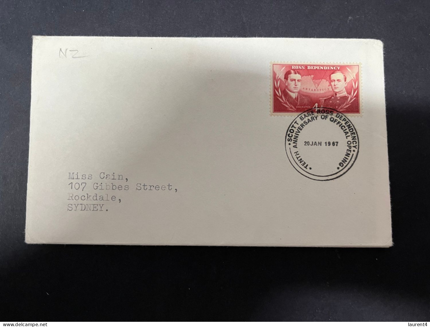 3-5-2024 (4 Z 4) FDC New Zealand Ross Dependency (posted To Australia) 1967 - Scott Base In Ross Dependency - Lettres & Documents