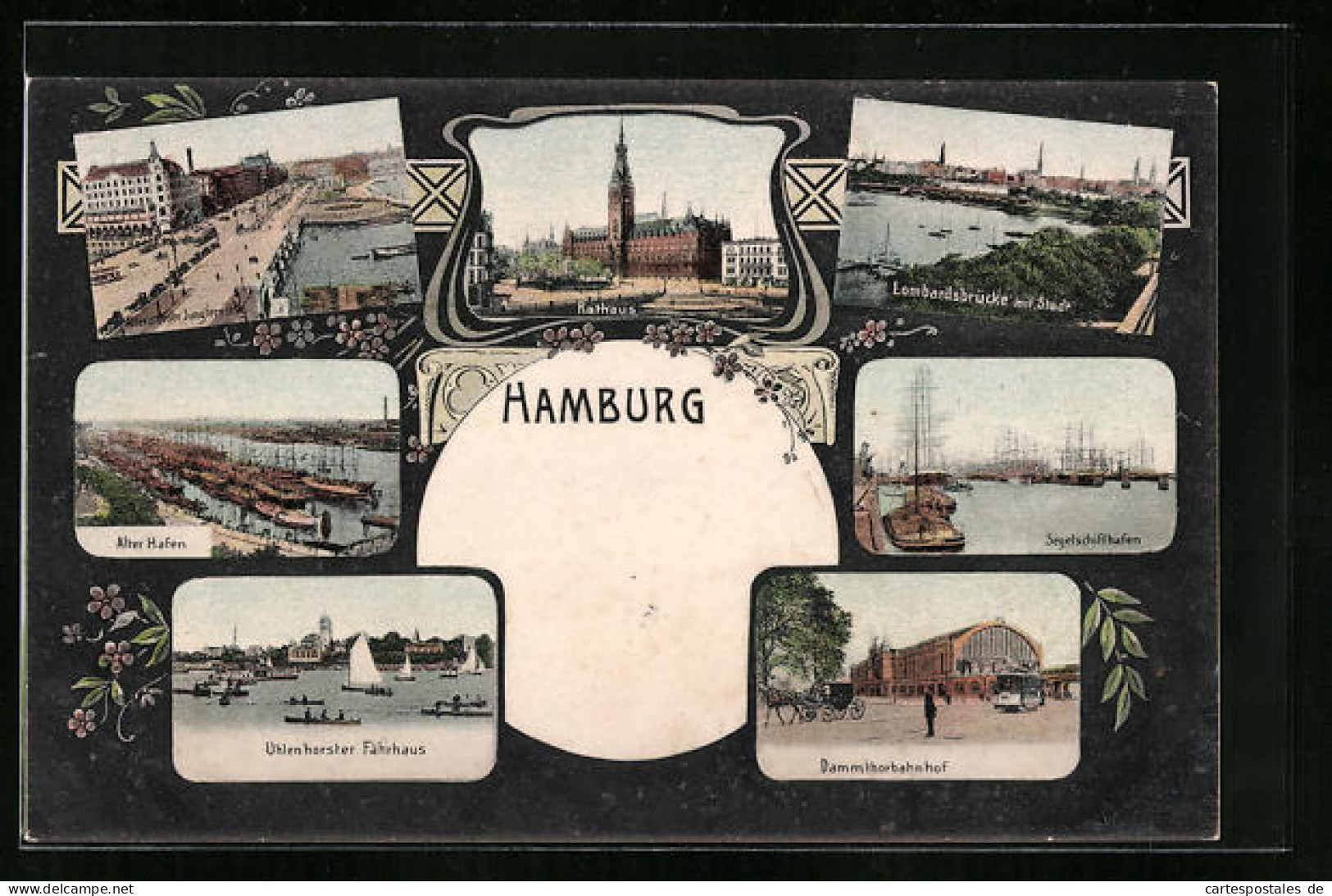 AK Hamburg, Alter Hafen, Uhlenhorster Fährhaus, Lombardsbrücke  - Mitte