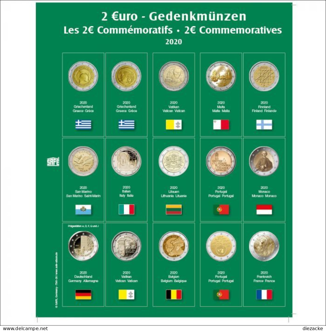 Safe Premium Münzblatt Für 2€-Münzen Des Jahres 2020 Nr. 7341-26 Neu - Material