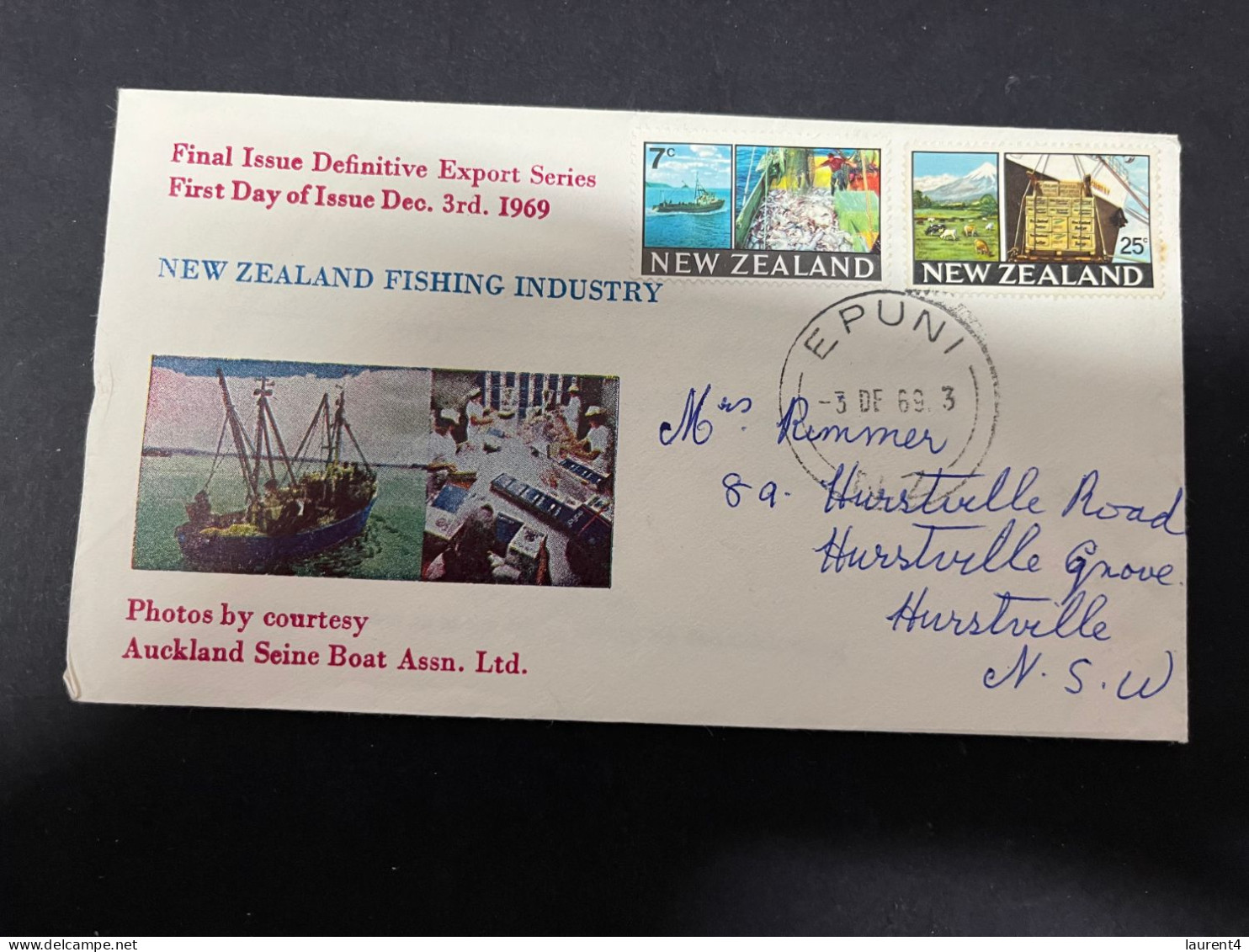 3-5-2024 (4 Z 4) FDC  New Zealand Letter (posted To Australia) 1969 - Fishing I   Ndustry - FDC