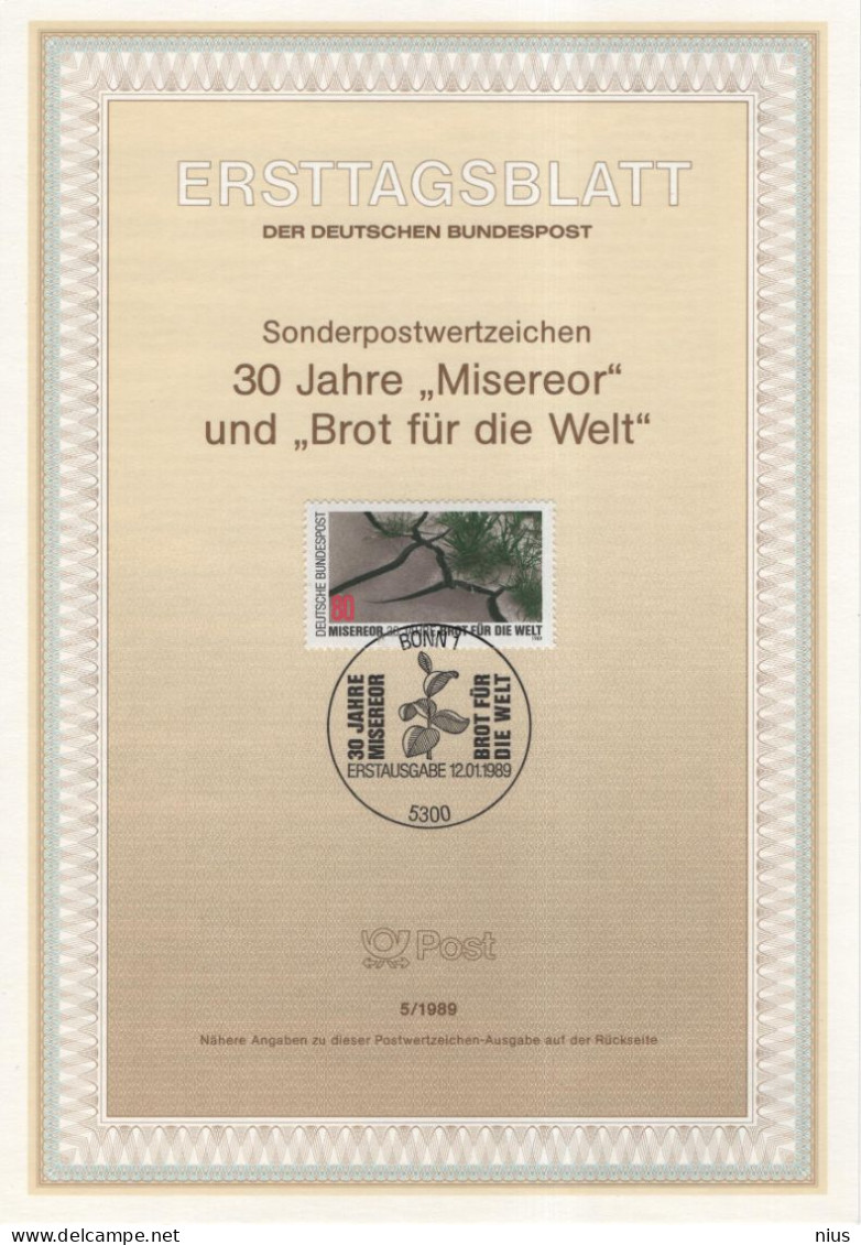 Germany Deutschland 1989-5 30 Jahre Misereor Und Brot Fur Die Welt, Bread For The World, Canceled In Bonn - 1981-1990