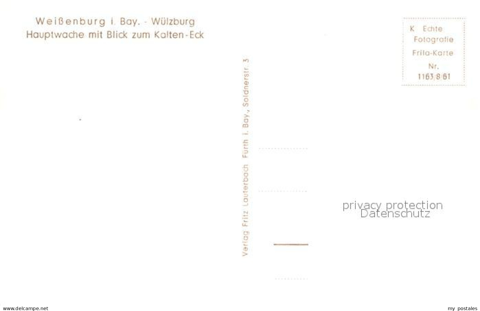73624652 Weissenburg Bayern W?lzburg Hauptwache Mit Blick Zum Kalten Eck Weissen - Duisburg