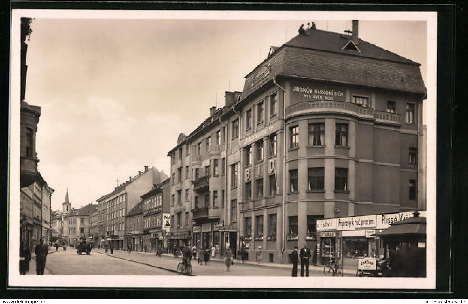 AK Böhmisch Budweis, Lannastrasse, Jirsikuv Národni Dum  - Czech Republic