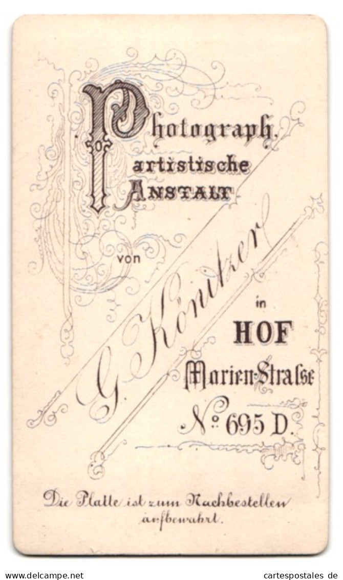 Fotografie G. Könitzer, Hof, Marienstr. 695d, Portrait Stattlicher Herr Mit Vollbart  - Anonyme Personen