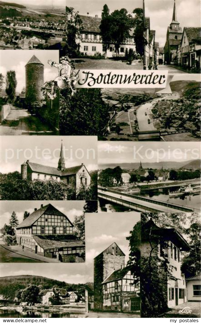 73624312 Bodenwerder Stadtansichten Alte Haeuser Fachwerkhaeuser Turm Kirche Wes - Bodenwerder
