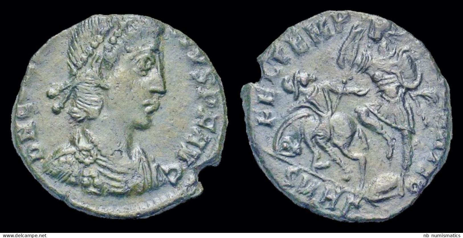 Constantius II AE Maiorina Soldier Spearing Falling Horseman - The Christian Empire (307 AD To 363 AD)