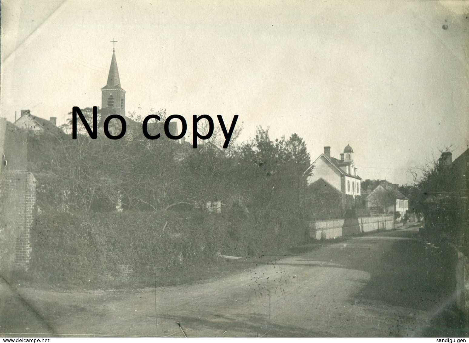 PHOTO FRANCAISE - RUE ET EGLISE DE SAINT MARTIN SUR OUANNE PRES DE CHARNY OREE DE PUISAYE YONNE 89 - VERS 1900 - 1910 - Places