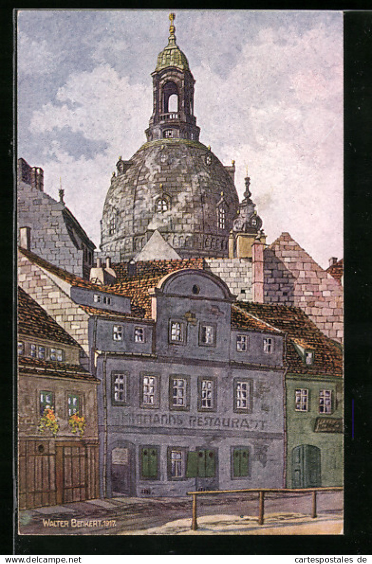 Künstler-AK Alt-Dresden, Frauenkirche Und Restaurant  - Dresden