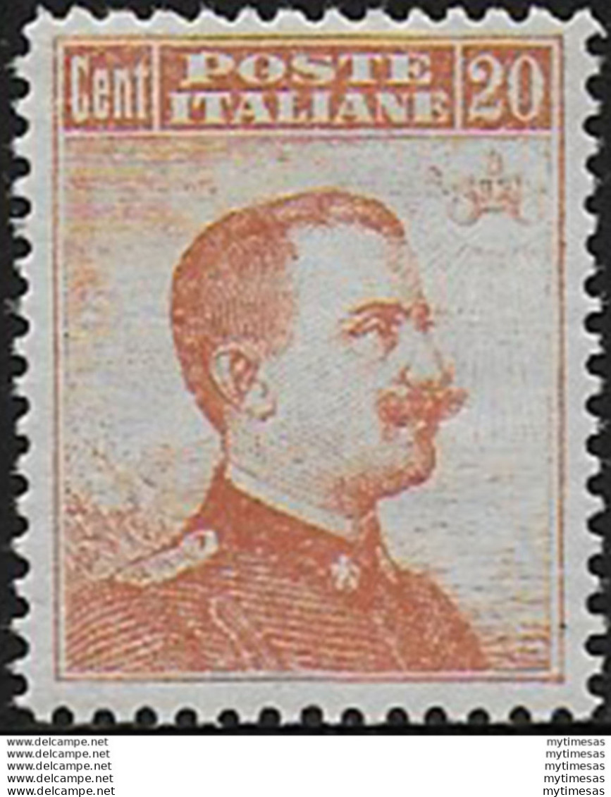 1916 Italia VE III 20c. Arancio Senza Filigrana Bc MNH Sassone N.107 - Sonstige & Ohne Zuordnung