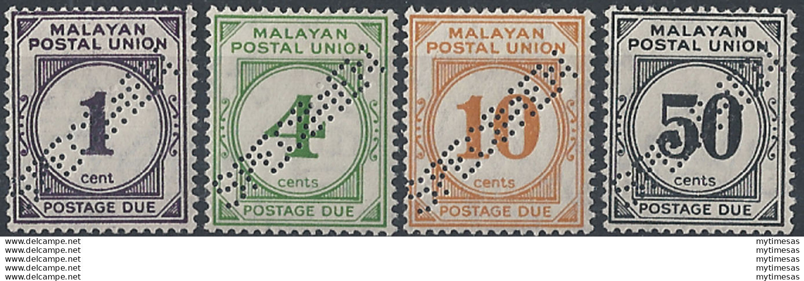 1936 Malaysia Malayan Postal Union Tx 4v. MNH SG. N. D1/2+4+6 - Other & Unclassified