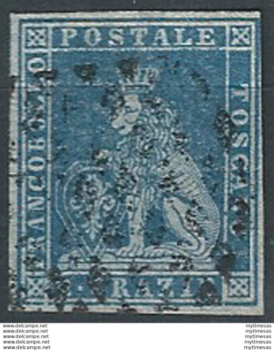 1851 Toscana 2 Crazie Azzurro Grigio Su Azzurro Cancelled Sassone N. 5a - Toscane