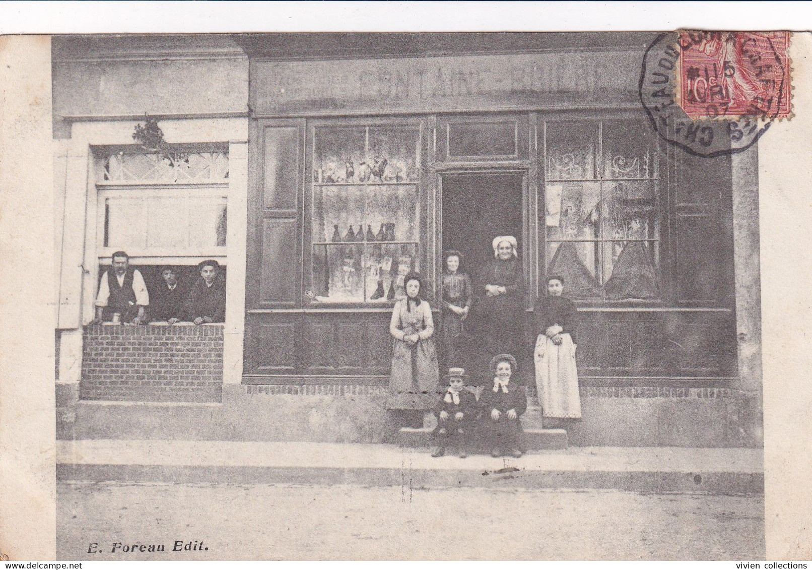 Sargé (41 Loir Et Cher) Maison Fontaine Brière épicerie Chaussures Sur Mesures Carte Commerciale Circulée 1907 - Otros & Sin Clasificación