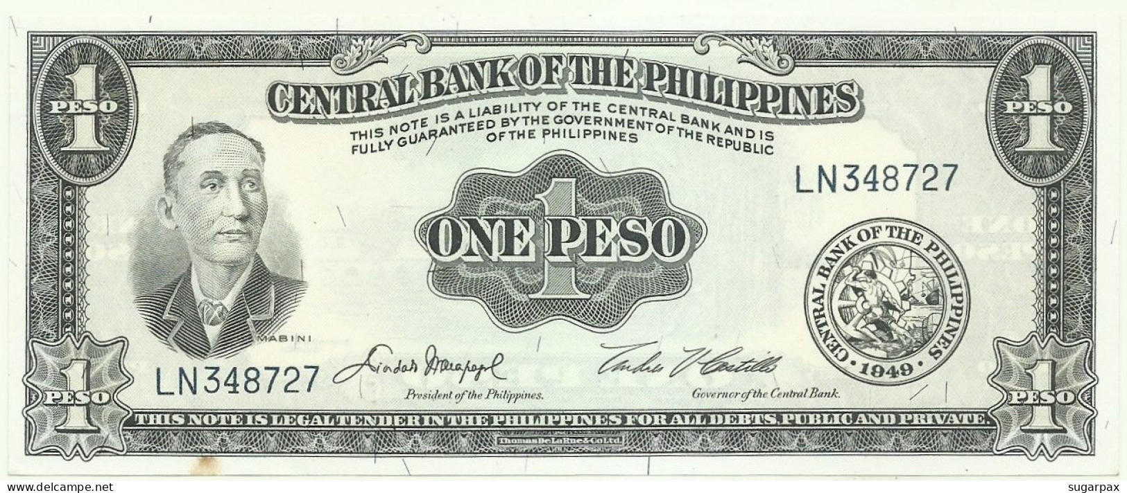 Philippines - 1 Peso - ND ( 1949 ) - Pick 133.f - Sign. 5 - Serie LN - Filippijnen