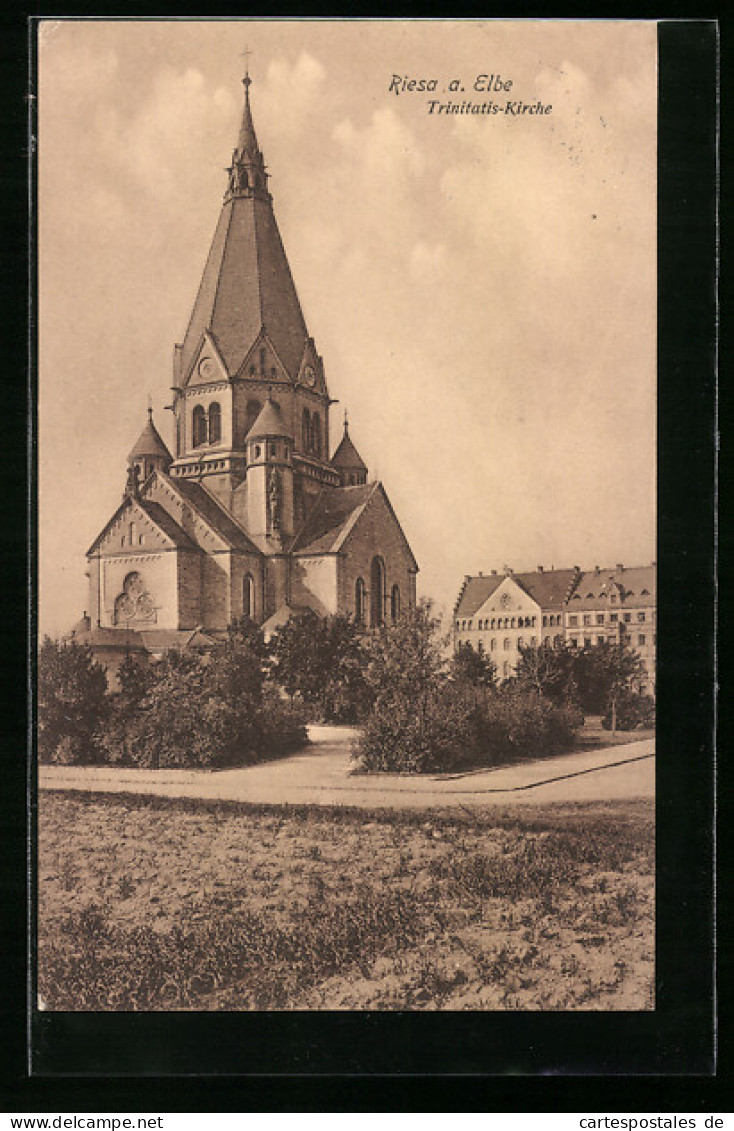 AK Riesa / Elbe, Trinitatis-Kirche  - Riesa