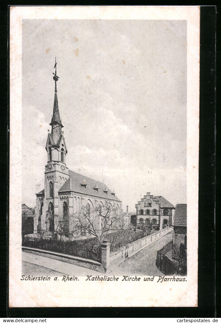 AK Schierstein A. Rhein, Katholische Kirche Und Pfarrhaus  - Other & Unclassified