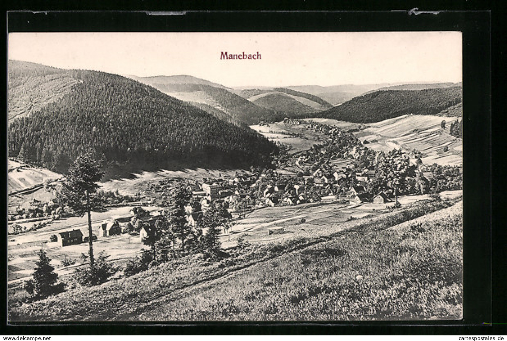 AK Manebach, Totale Von Der Bergwiese Aus Gesehen  - Other & Unclassified