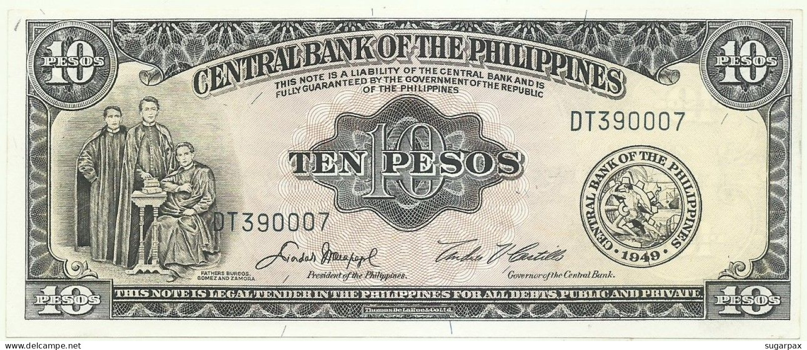 Philippines - 10 Pesos - ND ( 1949 ) - Pick 136.e - Unc. - Sign. 5 - Serie DT - Filippijnen