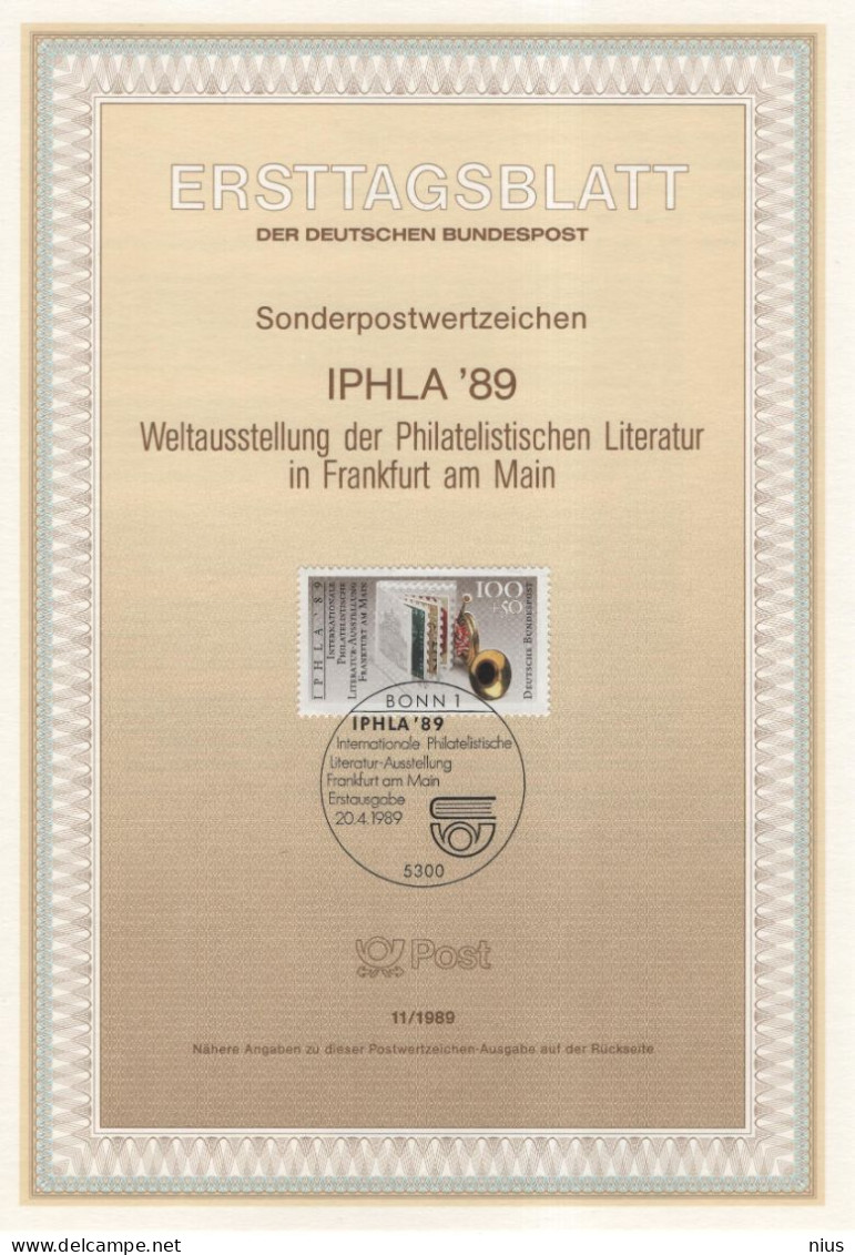 Germany Deutschland 1989-11 IPHLA'89, Philatelistische Literatur-Ausstellung, Frankfurt Am Main, Canceled In Bonn - 1981-1990